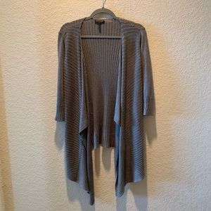 Eileen Fisher grey draped open front cardigan, S